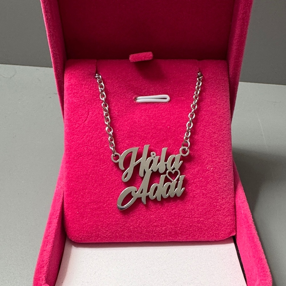 Silver Necklace with Guam Håfa Adai Script Pendant